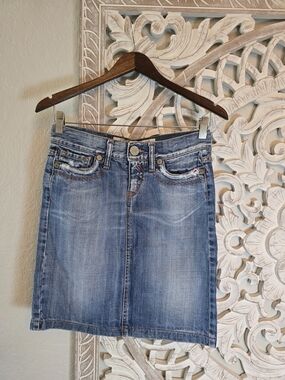 Take Two Y2K Vintage Embroidered Denim Skirt Carlita 25 Made In Italy